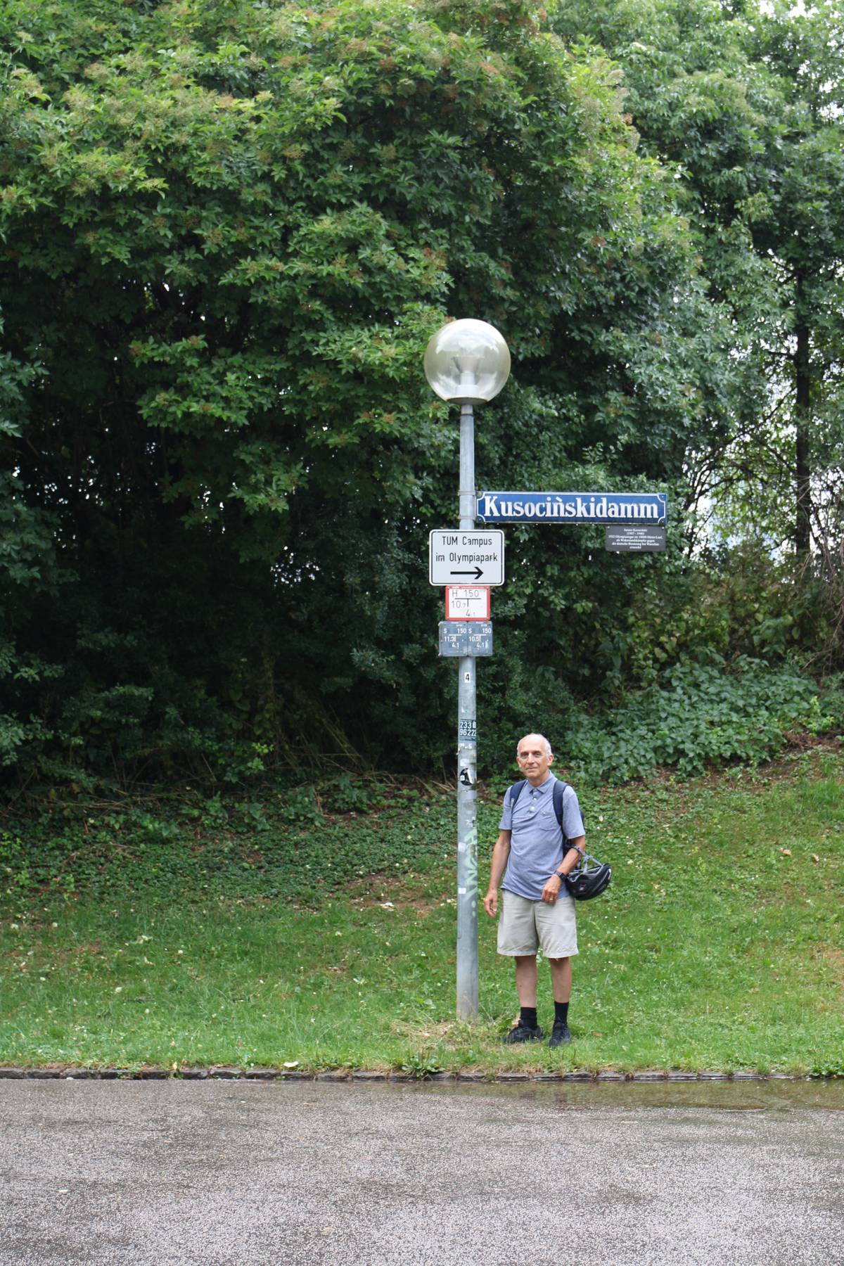 New dad by lamp post